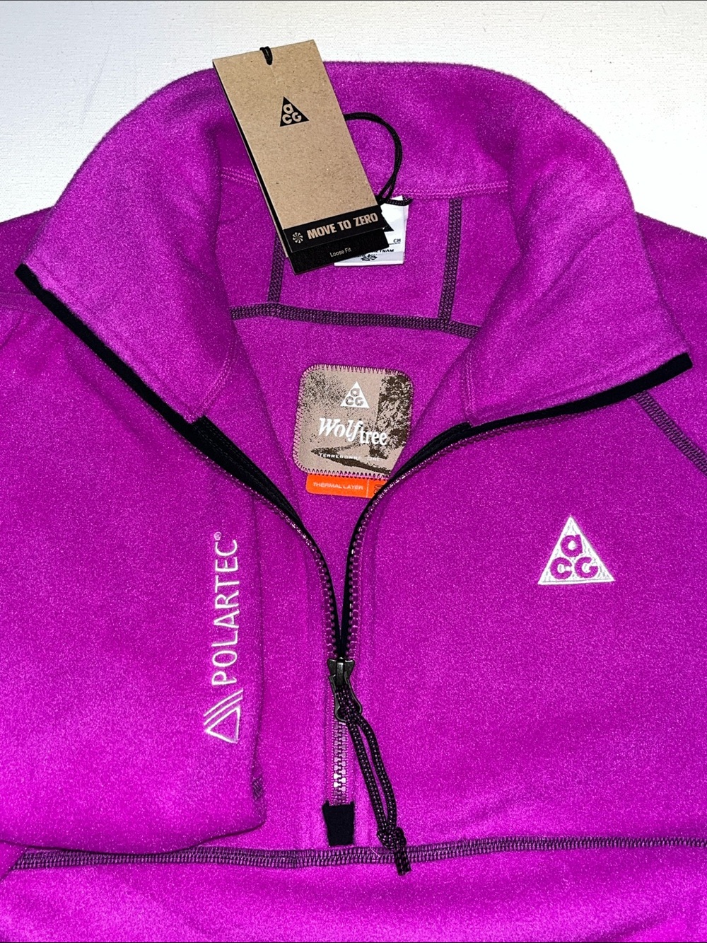 Nike ACG 1/2 Zip Pullover Womens S Wolf Tree Pink fleece Thermal Layer 2 $135